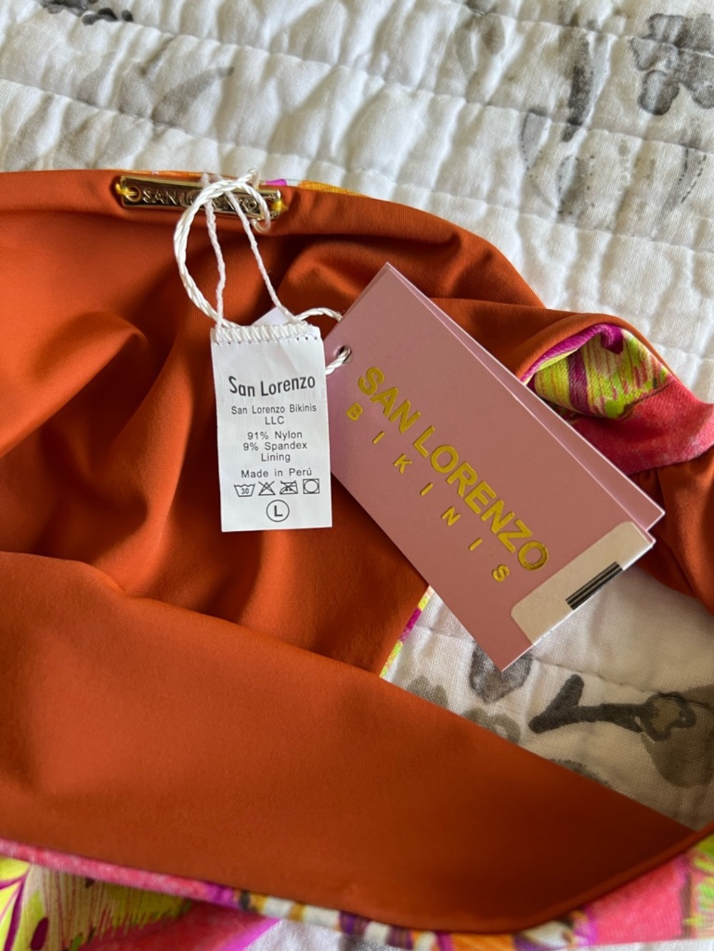 San Lorenzo NWT Pepeiao Wai Reversible Bikini in Rust Orange and Pink • L - Picture 5 of 8